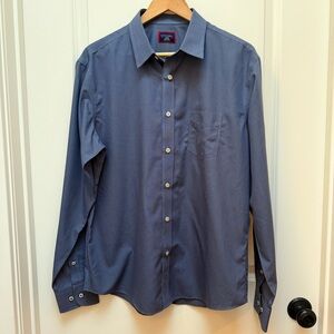 UNTUCKit Long Sleeve Button Down Mini Blue Check Wrinkle Free Shirt